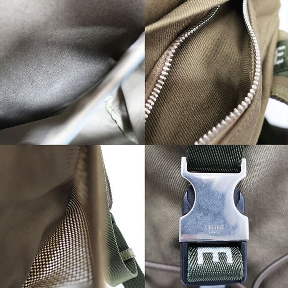 Celine Medium Trekking Backpack Rucksack Khaki Green Cotton Backpack main image 8
